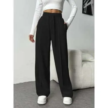 PINSPARK Women Wide Leg Sweatpants with Pockets and Drawstring