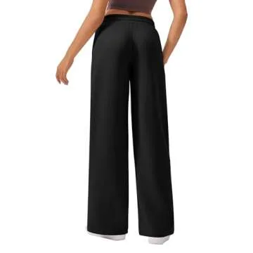 PINSPARK Women Wide Leg Sweatpants with Pockets and Drawstring