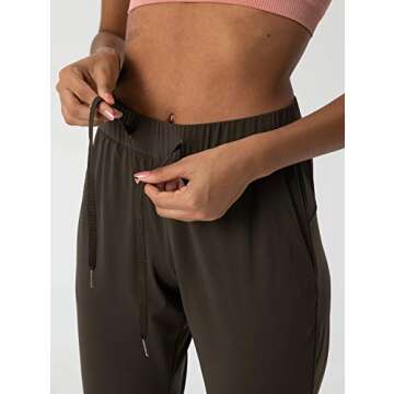 AJISAI Women's Joggers Pants Drawstring Running Sweatpants with Pockets Lounge Wear Olive XL