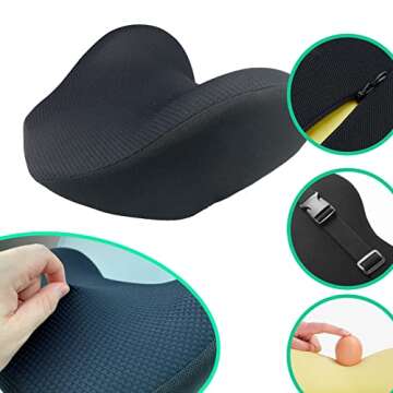 Super Soft Car Headrest Pillow, 100% Memory Foam Car Neck Pillow with Adjustable Strap & Breathable Removable Cover, Ergonomic Design - Travel Pillow Car Pillow for Neck/Back Pain Relief(Black, 1PC)