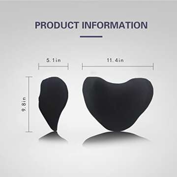 Super Soft Car Headrest Pillow, 100% Memory Foam Car Neck Pillow with Adjustable Strap & Breathable Removable Cover, Ergonomic Design - Travel Pillow Car Pillow for Neck/Back Pain Relief(Black, 1PC)