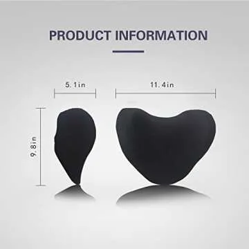 Super Soft Car Headrest Pillow, 100% Memory Foam Car Neck Pillow with Adjustable Strap & Breathable Removable Cover, Ergonomic Design - Travel Pillow Car Pillow for Neck/Back Pain Relief(Black, 1PC)