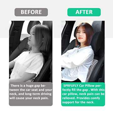 Super Soft Car Headrest Pillow, 100% Memory Foam Car Neck Pillow with Adjustable Strap & Breathable Removable Cover, Ergonomic Design - Travel Pillow Car Pillow for Neck/Back Pain Relief(Black, 1PC)