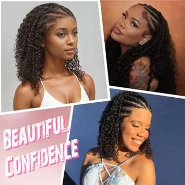 Geogroket Curly Braided Wigs 13x4 HD Lace Front Box Braids Wigs with Baby Hair Lightweight Synthetic Fully Handmade Braided Wig 2# Natural Color 16 Inch