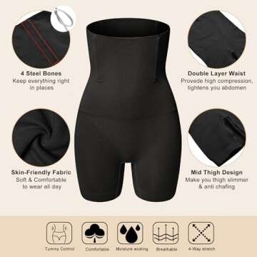 Lelinta High Waist Tummy Control Shapewear Shorts For Women