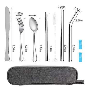 Travel Utensils Set Reusable Portable Cutlery 8pcs