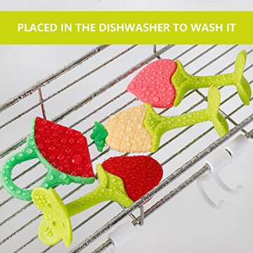 NASHRIO Baby Teething Toys Pack of 6 - Silicone BPA Free Natural Organic Freezer Safe Teethers for Newborn Infant, Soft & Textured - Babies Shower Gift