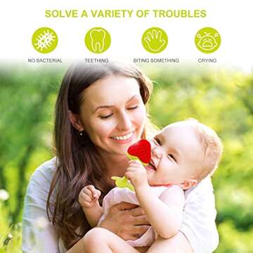 NASHRIO Baby Teething Toys Pack of 6 - Silicone BPA Free Natural Organic Freezer Safe Teethers for Newborn Infant, Soft & Textured - Babies Shower Gift