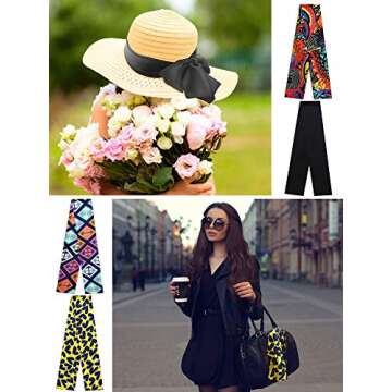 4 Pieces Satin Edge Laying Scarf Hair Laying Down Edges Printed Edge Wrap Non Slip Hair Wrap Hairbands Wig Grip Band for Women Wigs Hair Makeup Facial Yoga Sports