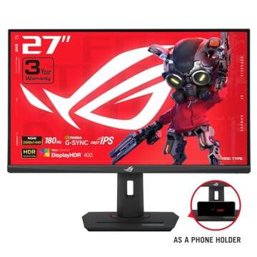 ASUS ROG Strix 27” QHD (2560x1440) HDR400 USB-C Gaming Monitor (XG27ACS), 180Hz,1ms, Fast IPS, 133...