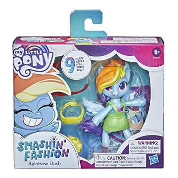 My Little Pony Smashin’ Fashion Rainbow Dash Set - 3-Inch Poseable Figure with Fashion Accessories...