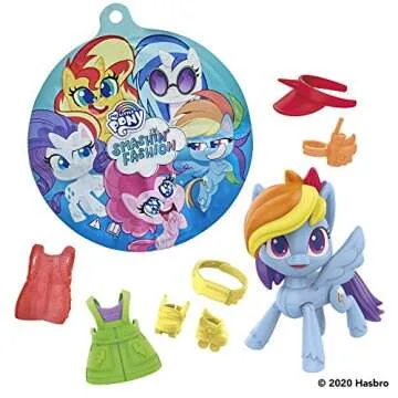 My Little Pony Smashin’ Fashion Rainbow Dash Set - 3-Inch Poseable Figure with Fashion Accessories and Surprise Toy Unboxing, 9 Pieces