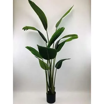 One 5' Artificial Silk Bird of Paradise Palm Banana Tree Potted Indoor Outdoor Travelers 60 Inch