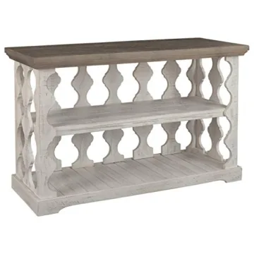 Signature Design by Ashley Havalance Farmhouse Sofa Table with 2 Fixed Storage Shelves for a Chic Ru...