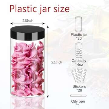 Hajoyful Plastic Jars with Lids 20Pcs 14 oz Clear Plastic Slime Storage Jars Containers with Airtigh...