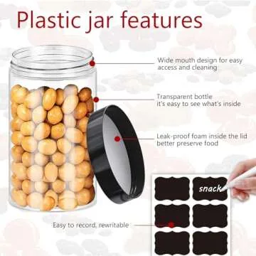 Hajoyful Plastic Jars with Lids 20Pcs 14 oz Clear Plastic Slime Storage Jars Containers with Airtight Leak Proof Black Plastic Screw On Lids Cylinder Clear Round Jars Food Grade Durable PET Jars