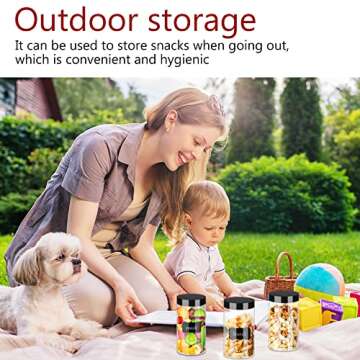 Hajoyful Plastic Jars with Lids 20Pcs 14 oz Clear Plastic Slime Storage Jars Containers with Airtight Leak Proof Black Plastic Screw On Lids Cylinder Clear Round Jars Food Grade Durable PET Jars