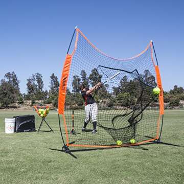 Bownet Original Big Mouth (7' x 7') Baseball Softball Hitting Pitching Net - Durable Powder-Coated S...
