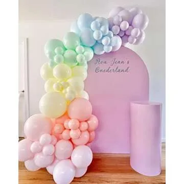 Bezente Pastel Balloons Latex Party Balloons, 100 Pack 12 inch Round Helium Multicolor Macaron Balloons for Birthday Rainbow Party Baby Shower Wedding Decorations