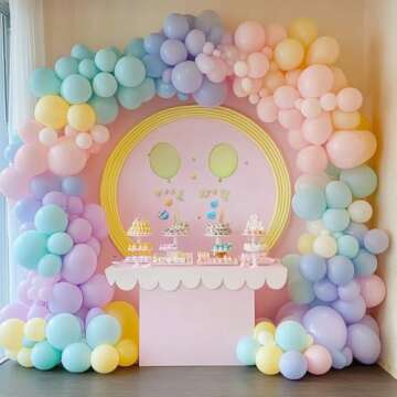 Bezente Pastel Balloons Latex Party Balloons, 100 Pack 12 inch Round Helium Multicolor Macaron Balloons for Birthday Rainbow Party Baby Shower Wedding Decorations