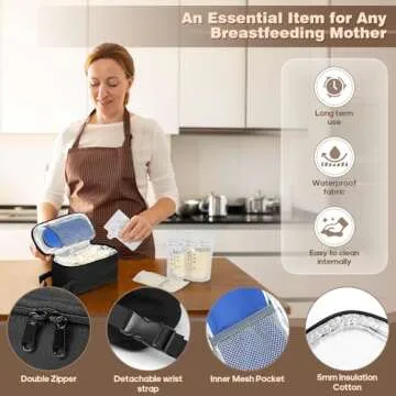 ZDJYCH Breast Milk Cooler Travel Bag,Portable Insulated Bag with 2 Ice Packs,Holds 5-7 Frozen Milk,Fits Narrow Breast Milk Storage Bags, Essential for Nursing Moms Travel/Daycare,Thickened Version