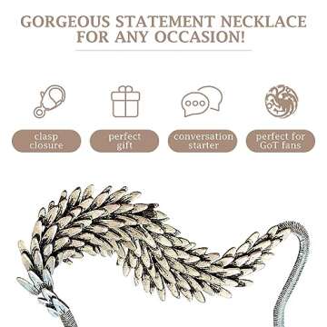 RainTraders House of the Dragon- Daenerys Targaryen Costume, Inspired by Merchandise, Mother of Dragons, Khaleesi - Perfect Merch for Women and Teens - Necklace Size: 17.5 inches x 1.5 inches
