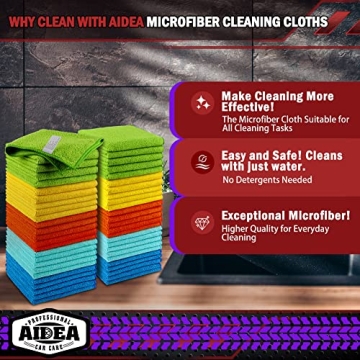 AIDEA Microfiber Cleaning Cloths 50PK for All Cleaning Needs