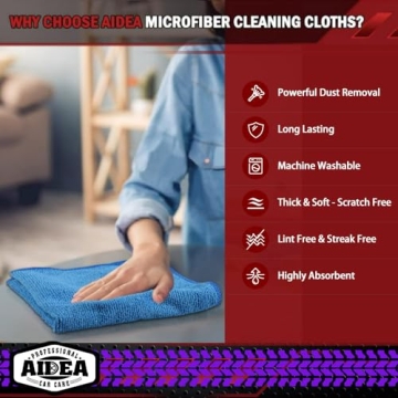 AIDEA Microfiber Cleaning Cloths 50PK for All Cleaning Needs
