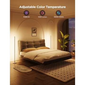 Govee RGBIC Floor Lamp 2-Pack, LED Lamp Compatible with Alexa, Smart Standing Lamp with Voice Control, Color Changing Bedside Lamp, Floor Lamp for Bedroom, Nightstand Corner Lamp, Black