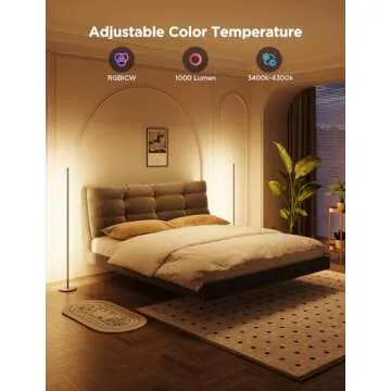 Govee RGBIC Floor Lamp 2-Pack, LED Lamp Compatible with Alexa, Smart Standing Lamp with Voice Control, Color Changing Bedside Lamp, Floor Lamp for Bedroom, Nightstand Corner Lamp, Black