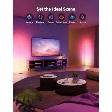 Govee RGBIC Floor Lamp 2-Pack, LED Lamp Compatible with Alexa, Smart Standing Lamp with Voice Control, Color Changing Bedside Lamp, Floor Lamp for Bedroom, Nightstand Corner Lamp, Black