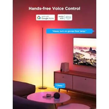 Govee RGBIC Floor Lamp 2-Pack, LED Lamp Compatible with Alexa, Smart Standing Lamp with Voice Control, Color Changing Bedside Lamp, Floor Lamp for Bedroom, Nightstand Corner Lamp, Black