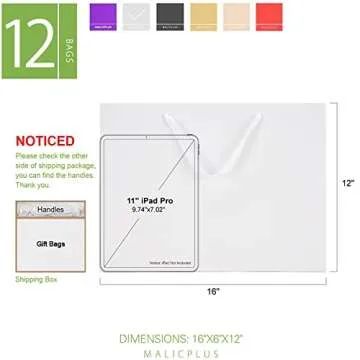 MALICPLUS 12 Extra Large Gift Bags 16x6x12 Inches, Luxury Matte White Large Gift Bags with Handles f...