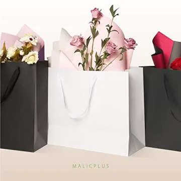 MALICPLUS 12 Extra Large Gift Bags 16x6x12 Inches, Luxury Matte White Large Gift Bags with Handles for All Occasions (Grain Textured Finish)