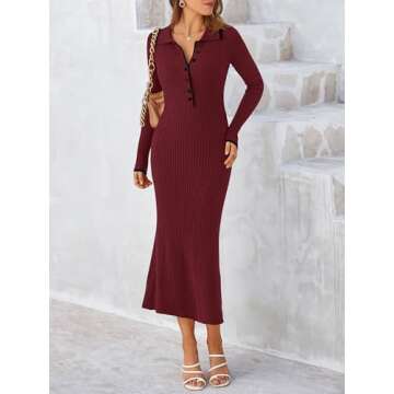 Chic MASCOMODA Fall Long Sleeve Sweater Dress for Women