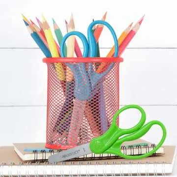 Westcott 14871 Right- and Left-Handed Scissors, Kids' Scissors, Ages 4-8, 5-Inch Blunt Tip, Assorted, 12 Pack