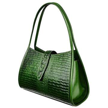 PIJUSHI Designer Shoulder Purses Crocodile Handbags for Women Leather Hobo Bags (68022 Green)