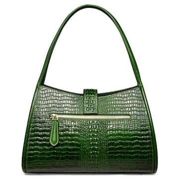 PIJUSHI Designer Shoulder Purses Crocodile Handbags for Women Leather Hobo Bags (68022 Green)
