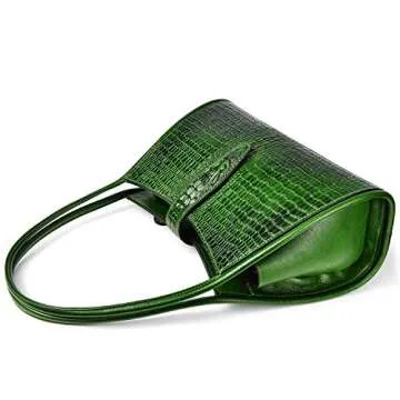 PIJUSHI Designer Shoulder Purses Crocodile Handbags for Women Leather Hobo Bags (68022 Green)