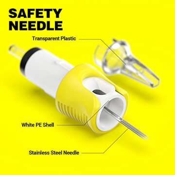 Hawink 3RS Tattoo Needles Cartridge #10 Bugpin 3 Round Shader M-Taper 16PCS with Membrane Professional Disposable Finger Ledge Cartridges EN05S-FG-16-1003RS