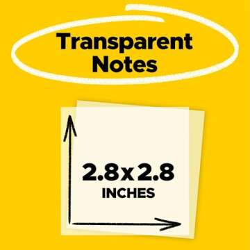 Post-it Transparent Notes, 2.8 in. x 2.8 in., Clear Sticky Notes for School & Office