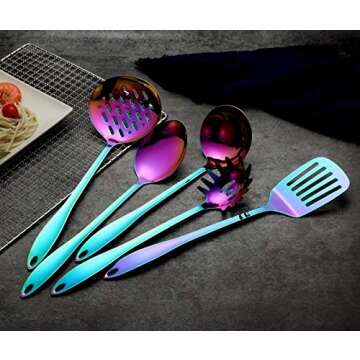 HOMQUEN Rainbow Stainless Steel Kitchen Utensil Set