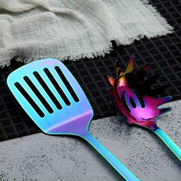 HOMQUEN Rainbow Stainless Steel Kitchen Utensil Set
