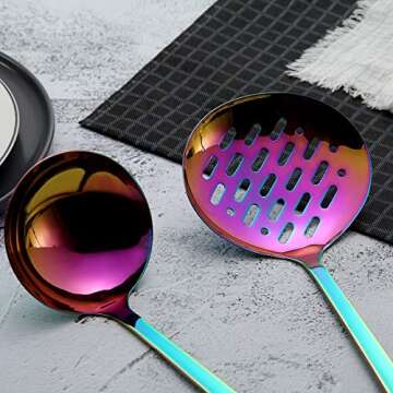 HOMQUEN Rainbow Stainless Steel Kitchen Utensil Set