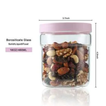 wemburly 6Pack Meal Prep Containers Reusable Glass 2Cup Overnight Oats Containers With Lids Glass Containers16OZ Borosilicate Glass Jars Diswasher Safe