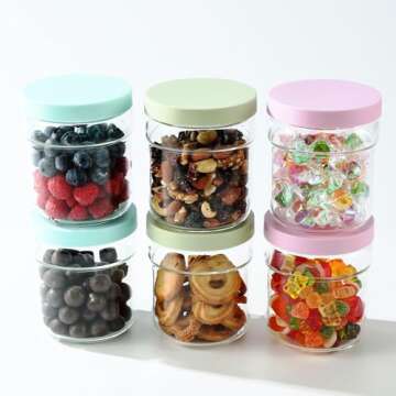 wemburly 6Pack Meal Prep Containers Reusable Glass 2Cup Overnight Oats Containers With Lids Glass Containers16OZ Borosilicate Glass Jars Diswasher Safe