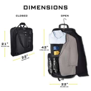 ZEGUR Suit Carry On Garment Bag for Travel & Business Trips With Shoulder Strap
