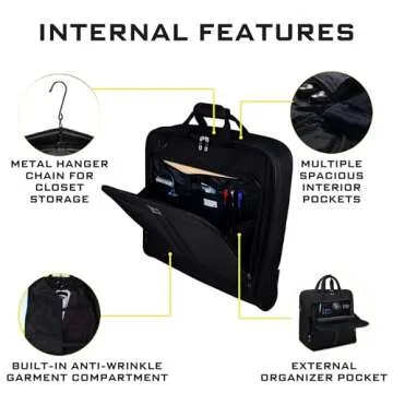 ZEGUR Suit Carry On Garment Bag for Travel & Business Trips With Shoulder Strap
