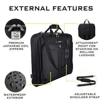 ZEGUR Suit Carry On Garment Bag for Travel & Business Trips With Shoulder Strap