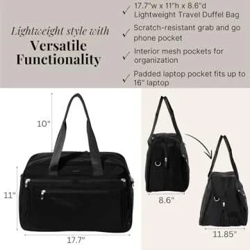 Baggallini New Expandable Weekender - Lightweight 11x17 Inch Overnight Travel Bag